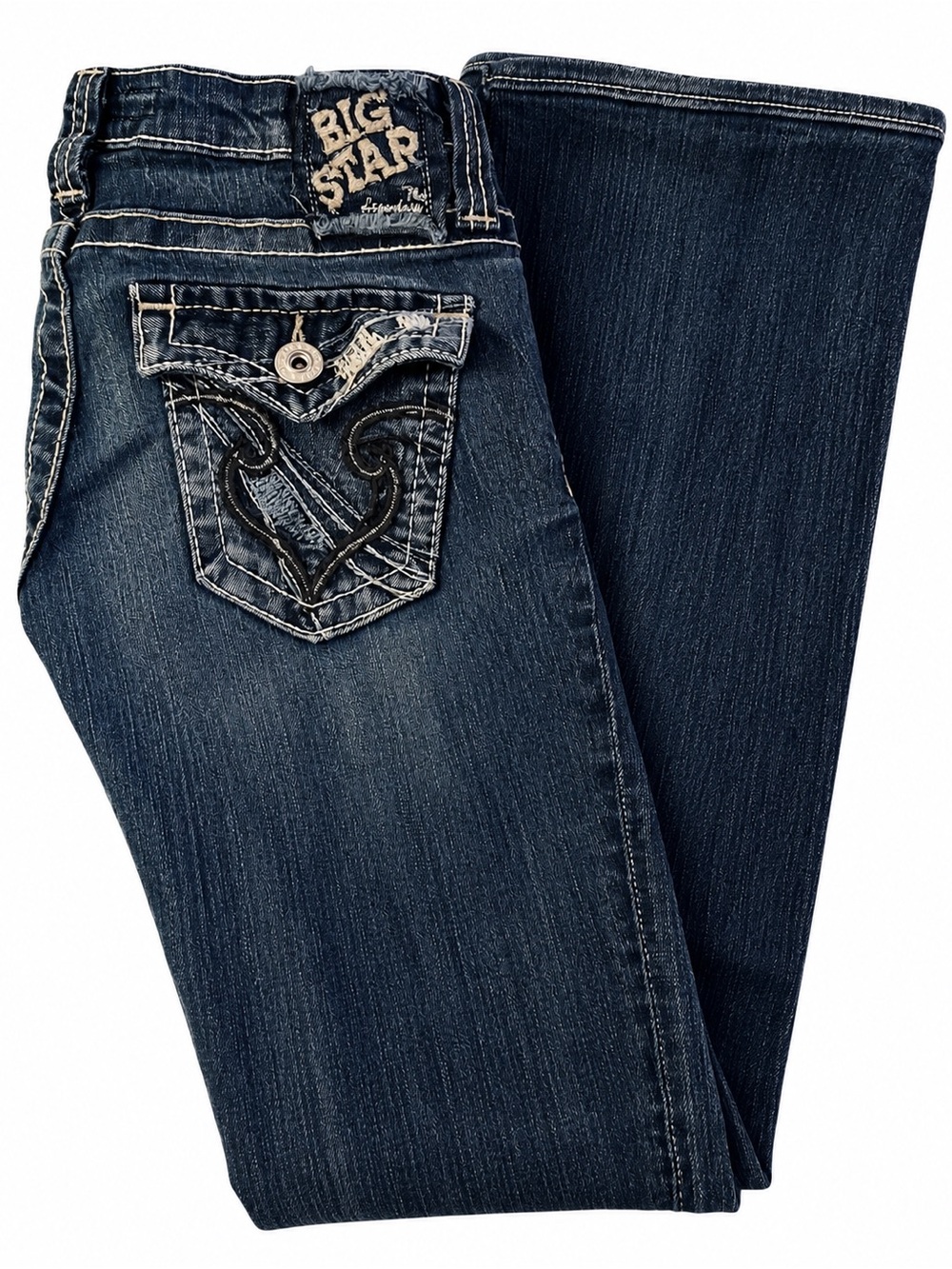 Big Star Women's Indigo Bootcut Jeans with Embroidered Pockets